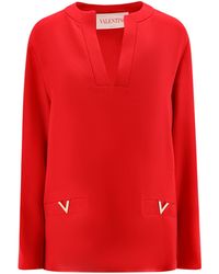 Valentino Garavani - Silk Shirt With V Gold Detail - Lyst