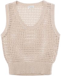 Brunello Cucinelli - Knit Top With Sparkling Details - Lyst