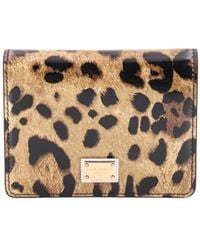 Dolce & Gabbana - Shiny Leather Wallet With Animalier Print And Logo Patch - Lyst
