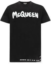 Alexander McQueen - Cotton T-shirt With Mcqueen Graffiti Print - Lyst