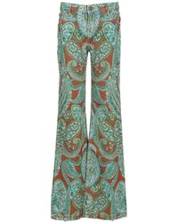 Etro - Wide Leg Jeans With Paisley Print Trousers Multicolor - Lyst