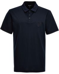 Giorgio Armani - Logo Embroidery Shirt Polo Blu - Lyst