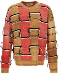 Marni - Fringed Multicolor Sweater Maglioni Multicolor - Lyst
