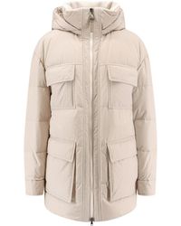 Brunello Cucinelli - Nylon And Cotton Hooded Down Jacket-Donna - Lyst