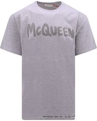 Alexander McQueen - T-shirt oversize con stampa logo graffiti tono su tono in cotone - Lyst
