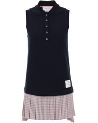 Thom Browne - Mini Polo-Style Dress With Pleated Bottom - Lyst