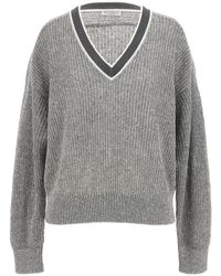 Brunello Cucinelli - V-Neck Sweater Maglioni Multicolor - Lyst