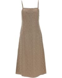 Fendi - Satin Midi Dress Abiti Grigio-Donna - Lyst