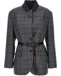 Brunello Cucinelli - Monile Houndstooth Blazer Blazer And Suits - Lyst