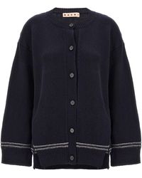 Marni - Intarsia Logo Wool Cardigan - Lyst