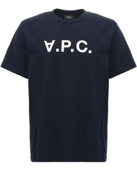A.P.C. - Vpc T Shirt Blu - Lyst