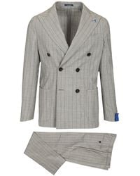 Guarinucci - Double-breasted Pinstriped Suit Dresses Grey - Lyst