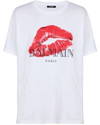 Balmain - T-Shirt With Kiss Print - Lyst