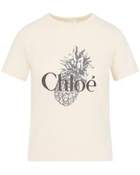 Chloé - Tender Peach Cotton T-Shirt-Donna - Lyst