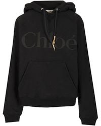 Chloé - Cotton Fleece Hoodie Sweatshirts - Lyst