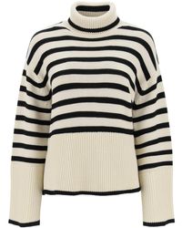 Totême - Toteme Striped Wool Cotton Sweater - Lyst