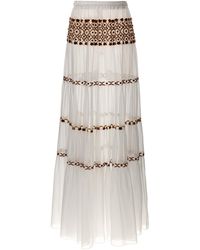 Ermanno Scervino - Long Embroidery Skirt Gonne Bianco - Lyst