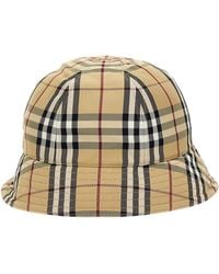 Burberry - Check Bucket Hat Cappelli Beige - Lyst