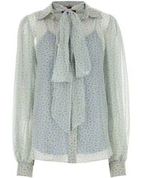 Gucci - Floral Print Chiffon Silk Shirt - Lyst