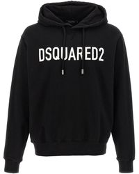 DSquared² - Logo Print Hoodie Felpe Bianco/Nero - Lyst