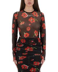 Moschino - Floral Mesh Top-Donna - Lyst