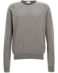 Saint Laurent - Cashmere Logo Embroidery Sweater - Lyst