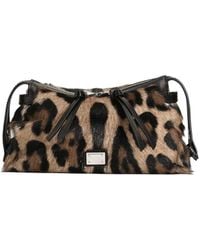 Dolce & Gabbana - Dolce & Gabbana Vittoria Mini Tote Bag With Leopard Print - Lyst