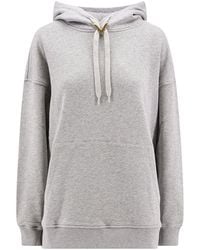 Valentino Garavani - Cotton Sweatshirt With Hood And Metallic V Detail - Lyst