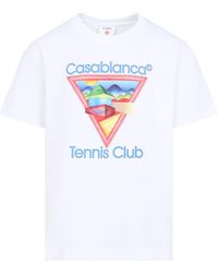 CASABLANCA - Organic Cotton Tennis Club Icon T-Shirt-Uomo - Lyst