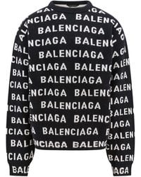 Balenciaga - All-over Logo Sweater - Lyst