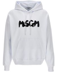 MSGM - Logo Print Hoodie Sweatshirt - Lyst