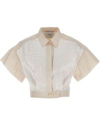Nude - Sequin Cropped Shirt Shirt, Blouse - Lyst