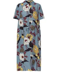 Marni - Abito Midi Con Scollo A V E Stampa Floreale-Donna - Lyst