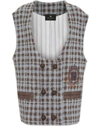 Etro - Oversized Houndstooth Knit Vest - Lyst