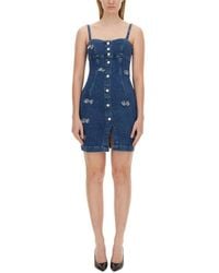 Moschino - Abito Corto Denim Con Applicazione - Lyst