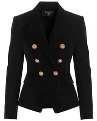 Balmain - Double Breasted 6 Buttons Wool Jacket, Long Sleeves, , 100% Wool - Lyst