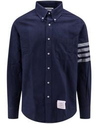 Thom Browne - Cotton Shirt With Iconic Tricolor Detail - Lyst
