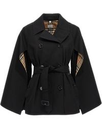 Burberry - Check Motiv Cotton Trench Coat - Lyst