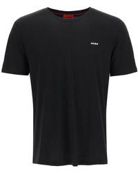 HUGO - T-shirt in jersey di cotone con logo stampato - Lyst