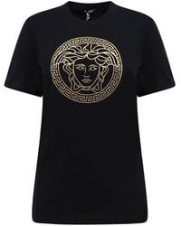 Versace - T-shirt in cotone con logo Medusa - Lyst