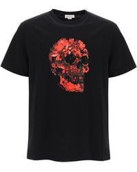 Alexander McQueen - Wax Flower Skull Printed T-Shirt - Lyst