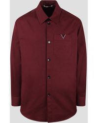 Valentino Garavani - Rubberised V Detail Stretch Cotton Canvas Shirt Jacket - Lyst