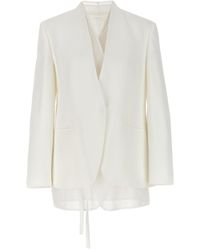 Brunello Cucinelli - Single-Breasted Organza Insert Blazer Blazer And Suits Bianco - Lyst