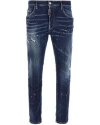DSquared² - Distressed Dark Slim Fit Jeans - Lyst