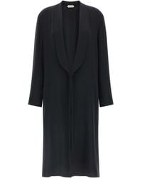 Alberta Ferretti - Silk Georgette Coat Trench E Impermeabili Nero-Donna - Lyst