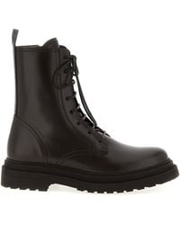 Brunello Cucinelli - 'Shiny Loop Detail' Combat Boots - Lyst