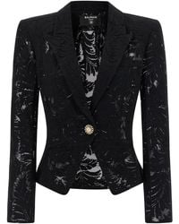 Balmain - Lace Blazer Blazers Nero-Donna - Lyst