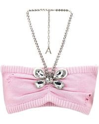 Area - 'Crystal Butterfly Knit Bandeau' Top - Lyst