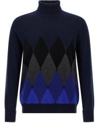 Ballantyne - Argyle Turtleneck Sweaters And Cardigans Blue - Lyst
