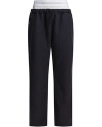 Alexander Wang - Wide Leg Sweatpant W/ Logo Elastic Exposed Brief Trousers Nero-Donna - Lyst